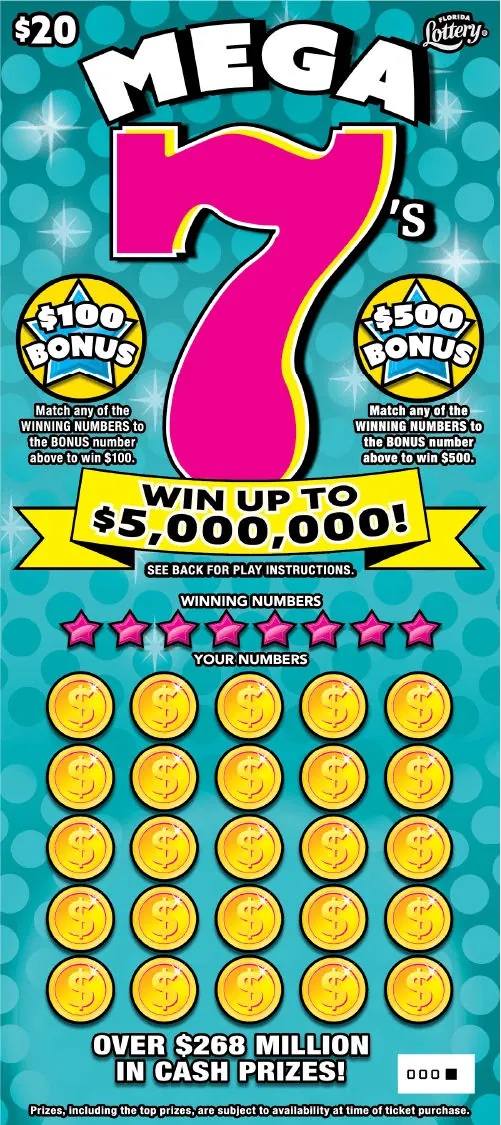 Mega 7s $20 Florida scratch-off ticket