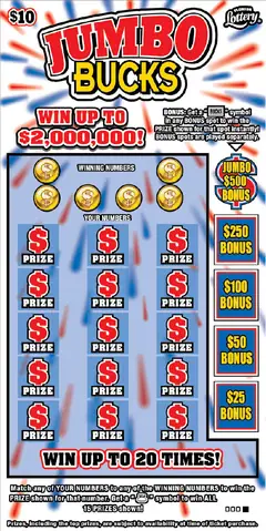 JUMBO BUCKS $10 scratch-off ticket (image: Florida Lottery)