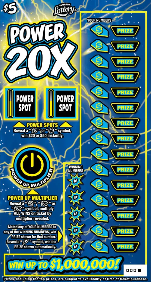 POWER 20X $5 Florida scratch-off ticket