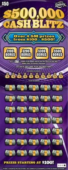 $500,000 Cash Blitz $50 scratch-off ticket (image: Florida Lottery)