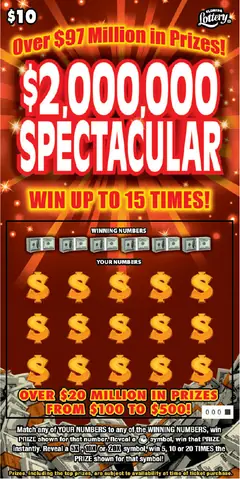 $2,000,000 Spectacular $10 scratch-off ticket (image: Florida Lottery)
