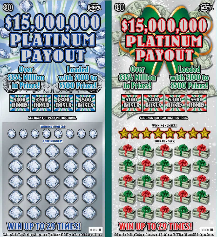 $15,000,000 Platinum Payout $30 Florida scratch-off ticket