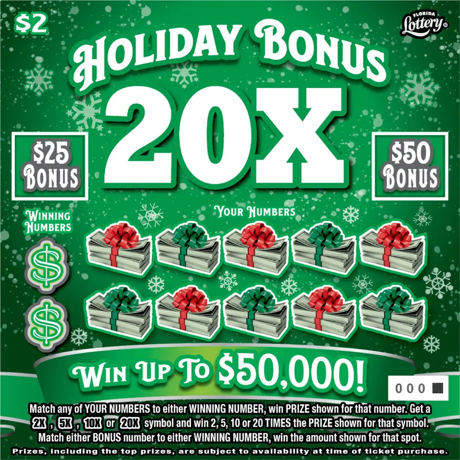 Holiday Bonus 20X $2 Florida scratch-off ticket