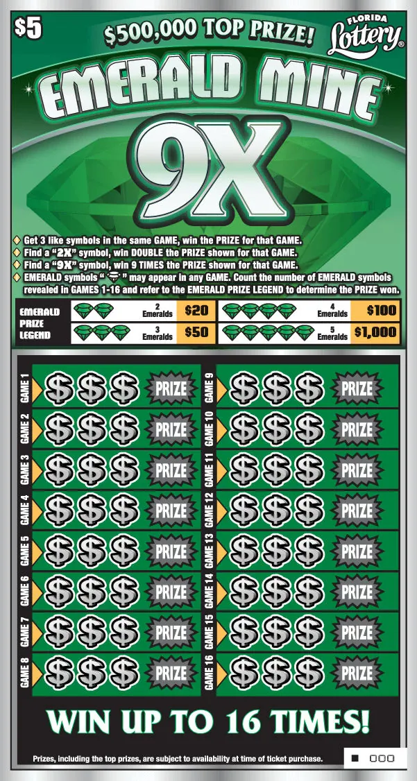 Emerald Mine 9X $5 Florida scratch-off ticket