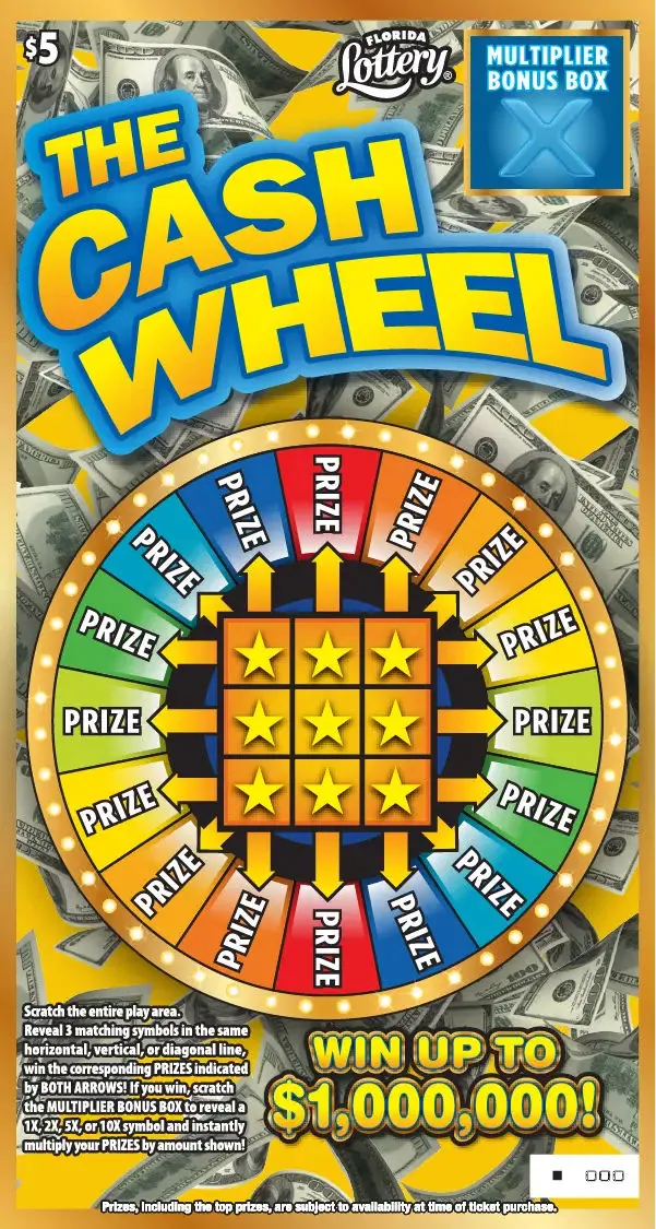 The Cash Wheel $5 Florida scratch-off ticket