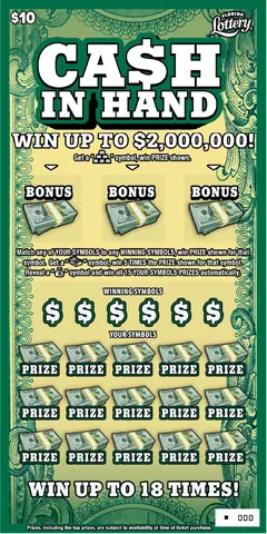 CA$H IN HAND $10 scratch-off ticket (image: Florida Lottery)