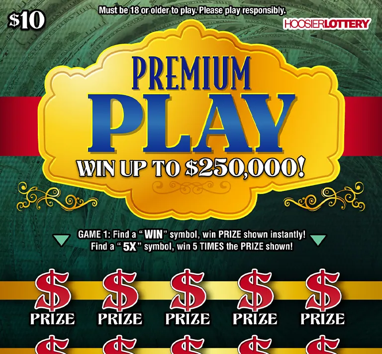 Premium Play $10 Indiana scratch-off ticket