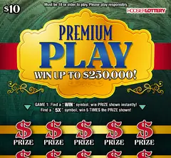 Premium Play $10 scratch-off ticket