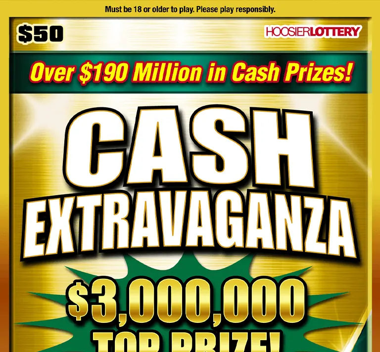 Cash Extravaganza $50 Indiana scratch-off ticket