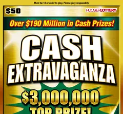Cash Extravaganza $50 scratch-off ticket