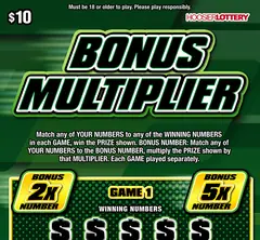 Bonus Multiplier $10 scratch-off ticket