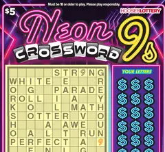 Neon 9S Crossword $5 scratch-off ticket