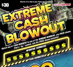 Extreme Cash Blowout $30 scratch-off ticket