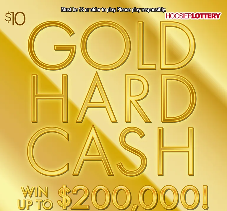 Gold Hard Cash $10 Indiana scratch-off ticket