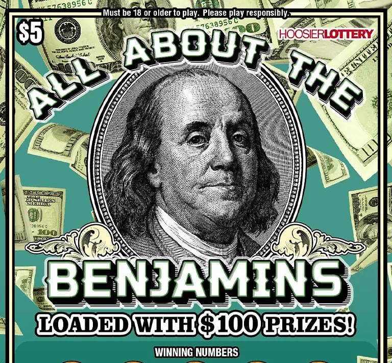All About The Benjamins $5 Indiana scratch-off ticket