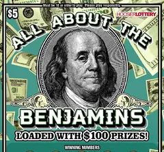 All About The Benjamins $5 scratch-off ticket