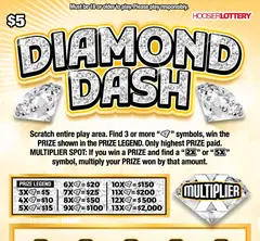 Diamond Dash $5 scratch-off ticket