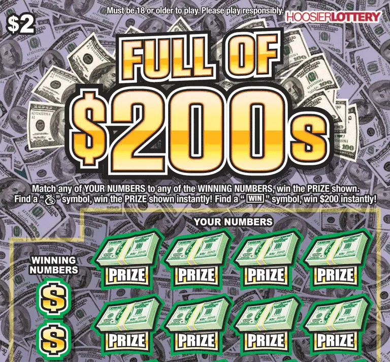 Full Of $200S $2 Indiana scratch-off ticket