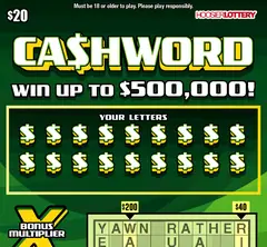 Ca$Hword $20 scratch-off ticket