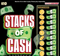 Stacks Of Cash $10 scratch-off ticket