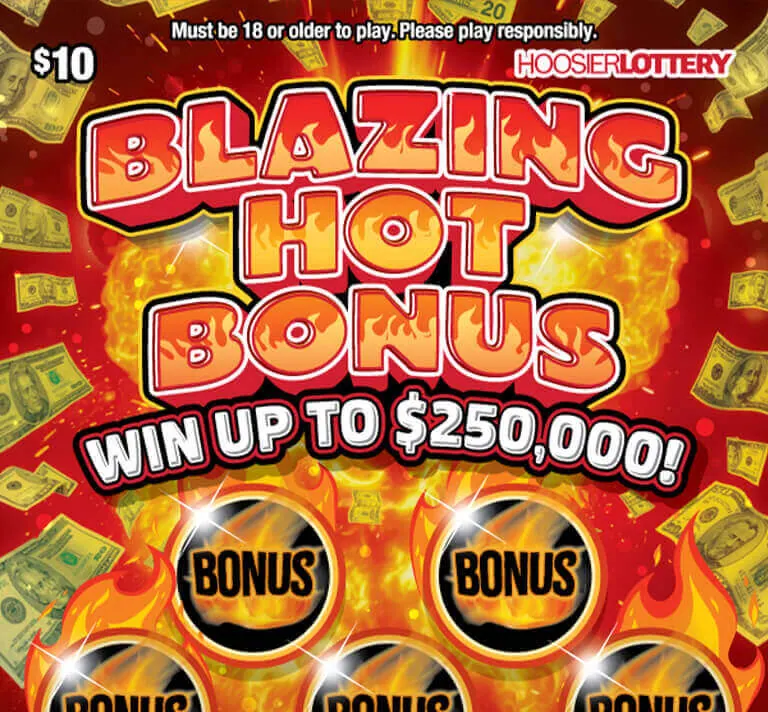 Blazing Hot Bonus $10 Indiana scratch-off ticket