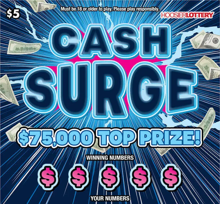 Cash Surge $5 Indiana scratch-off ticket
