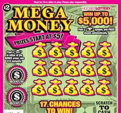 Mega Money $2 scratch-off ticket