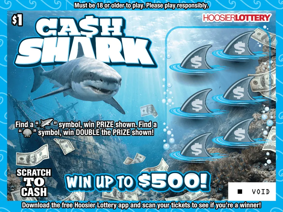 Ca$H Shark $1 Indiana scratch-off ticket