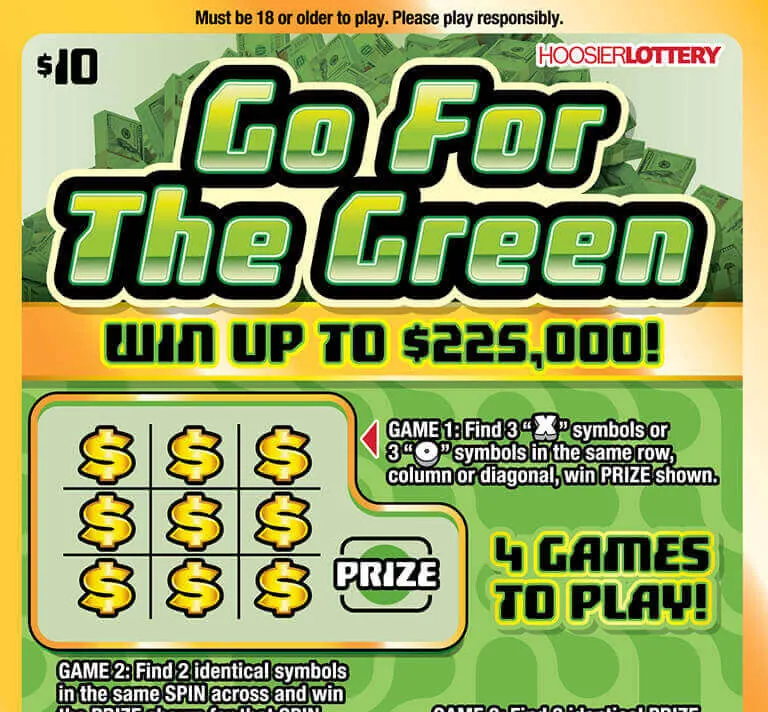 Go For The Green $10 Indiana scratch-off ticket