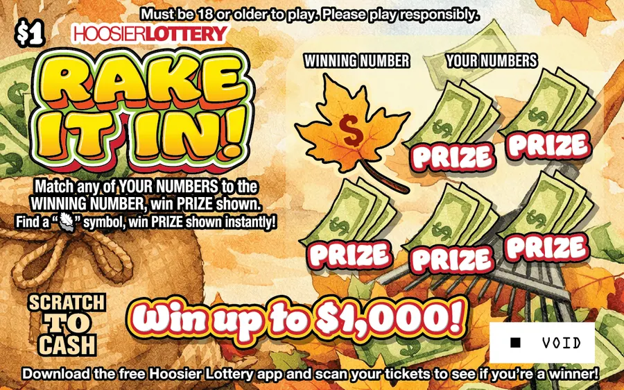 Rake It In! $1 Indiana scratch-off ticket