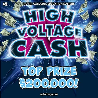 High Voltage Cash $5 North Carolina scratch-off ticket
