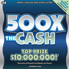 500X The Cash $50 scratch-off ticket (image: North Carolina Lottery)