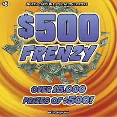 $500 Frenzy $5 scratch-off ticket