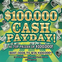 $100,000 Cash Payday $30 scratch-off ticket