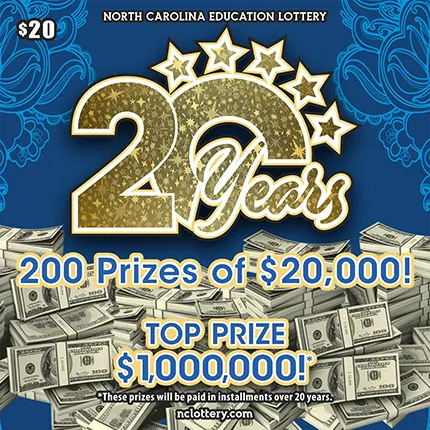 20 Years $20 North Carolina scratch-off ticket