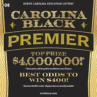 Carolina Black Premier $30 North Carolina scratch-off ticket