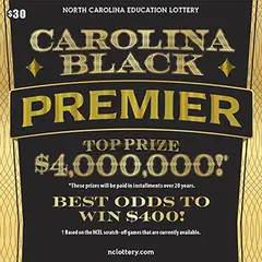 Carolina Black Premier $30 scratch-off ticket (image: North Carolina Lottery)