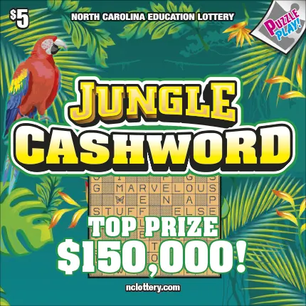 Jungle Cashword $5 North Carolina scratch-off ticket