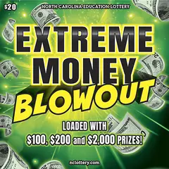 Extreme Money Blowout $20 scratch-off ticket