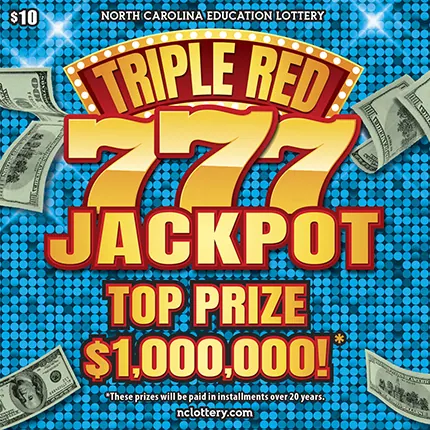 Triple Red 777 Jackpot $10 North Carolina scratch-off ticket