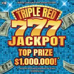 Triple Red 777 Jackpot $10 scratch-off ticket