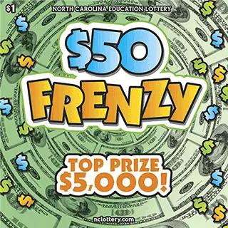 $50 Frenzy $1 North Carolina scratch-off ticket