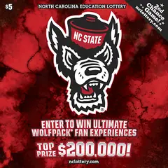NC State® $5 scratch-off ticket (image: North Carolina Lottery)