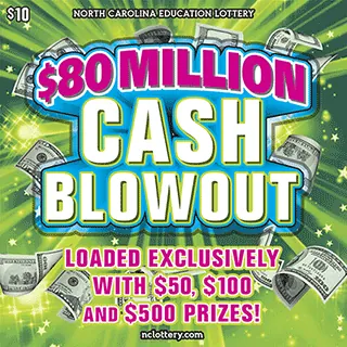 $80 Million Cash Blowout $10 North Carolina scratch-off ticket