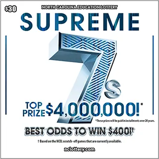 Supreme 7s $30 North Carolina scratch-off ticket