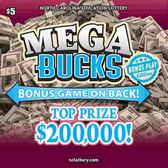 MEGA BUCKS $5 scratch-off ticket