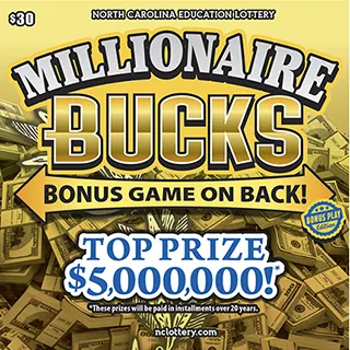 Millionaire Bucks $30 North Carolina scratch-off ticket