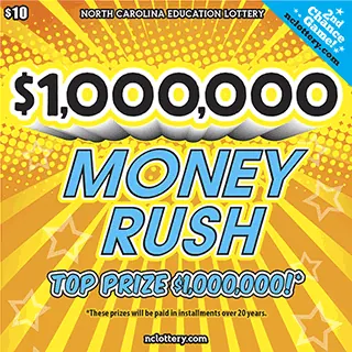 $1,000,000 Money Rush $10 North Carolina scratch-off ticket