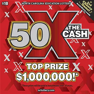 50X The Cash $10 North Carolina scratch-off ticket