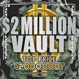 $2 MILLION VAULT $20 North Carolina scratch-off ticket